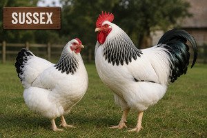 Raza Sussex gallina y gallo