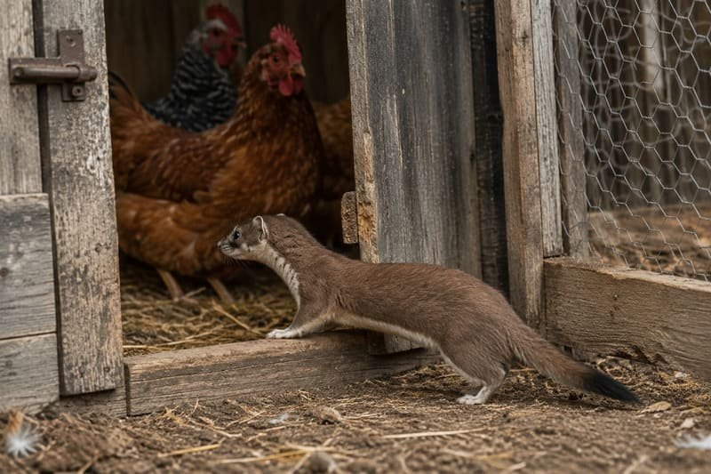 comadreja entrando al gallinero