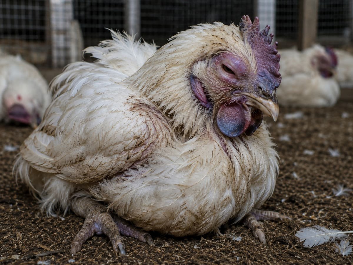 Gallina enferma con Gripe Aviar