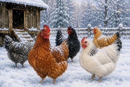 Gallinas en la nieve