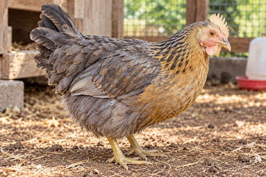 Gallina con cresta pálida por deficiencia nutricional de vitamina A