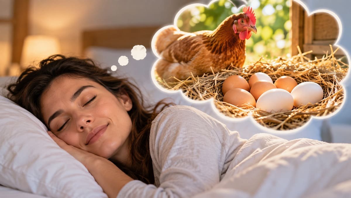 Persona durmiendo y soñando con huevos de gallina